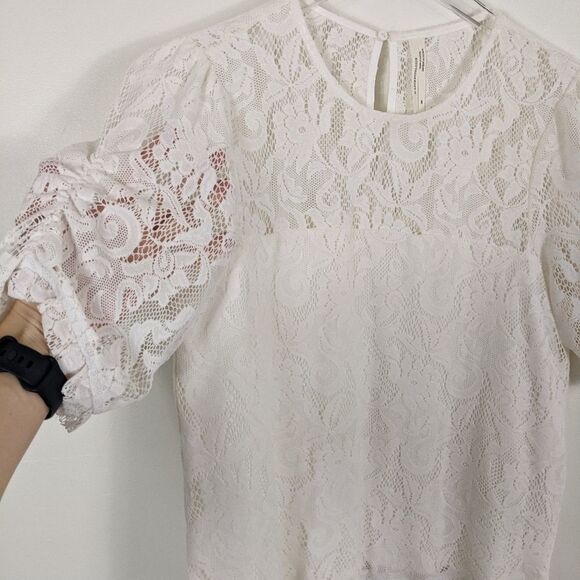 Anthropologie Cream Lace Shirt Women's XS - Picture 2 of 10
